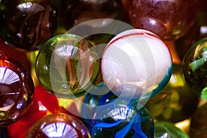 A collection of colorful marbles