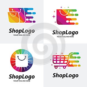 Collection of Colorful Online Shop Logo Template Design Template