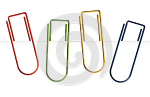 Collection of colorful paper clips - clamped