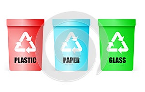 Collection of colorful separation recycle bin icon.