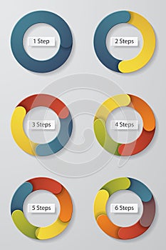 Collection of colorful step circle. vector illustration.