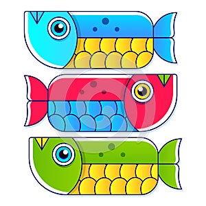 Collection of colorful tropical fish. Vector illustration. sea