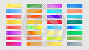 Collection of colorful vector sticky notes, transparent shadows. Vector illustration