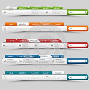 Collection colorful website design navigation with bookmarks template