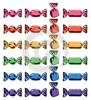 Collection of colorful wrapped candies, vector