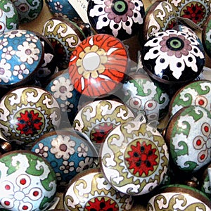 Collection of Colorfully Painted Knobs in a Variety of Colors