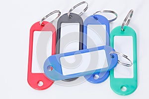 Collection of a colourful key fobs.