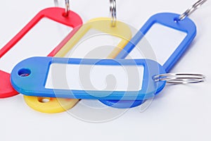 Collection of a colourful key fobs.