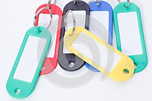 Collection of a colourful key fobs.