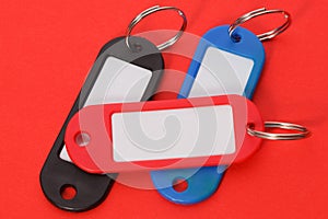 Collection of a colourful key fobs.