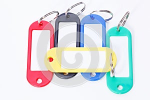 Collection of a colourful key fobs.