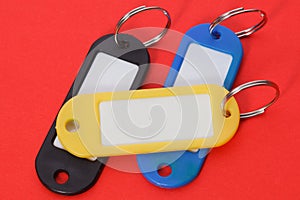 Collection of a colourful key fobs.