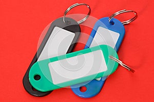 Collection of a colourful key fobs.