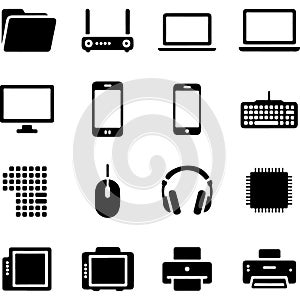 Collection of computer and electronic device icons