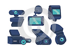 Collection Of Contemporary Surveillance Devices, Including Different Types Of Cameras Used For Security And Monitoring