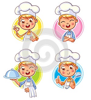 Collection of Cook Chef portraits in different situations