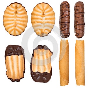 Collection of cookies and chocolate candy isolated