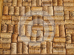A collection of corks from wine bottles