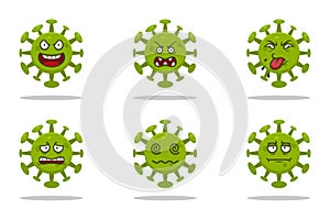 Collection of corona virus expression outbreaks flat illustration vektor