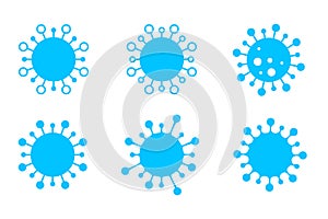 Collection of coronavirus shapes. Set of 2019-nCoV silhouettes, bacteria, microbe or cell on white background. COVID-19 different