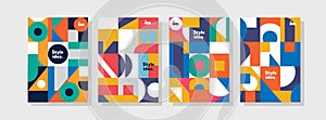 Collection of corporate identity flyer templates. A4 vector business presentation set geometric