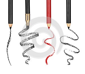 Collection of cosmetic pencil and stroke