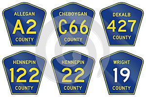 Collection of county-designated highway shields