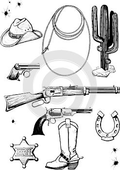 Collection of cowboy accessories