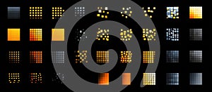 A collection of CPU icons arranged on a solid black background