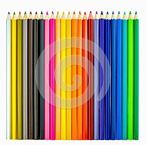 Collection of crayon de couleur for drawing at white background