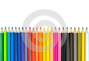 Collection of crayon de couleur for drawing at white background photo