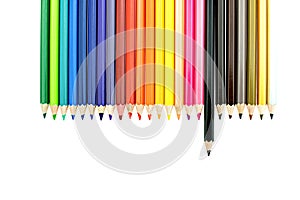 Collection of crayon de couleur for drawing at white background photo