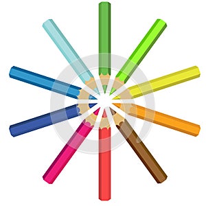 Collection of crayons in circle
