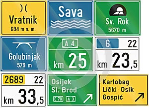 Collection of Croatian road signs