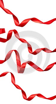 A collection of curly red ribbon for Christmas and birthday present banners
