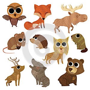 Collection of cute animals. Vector illustration decorative design