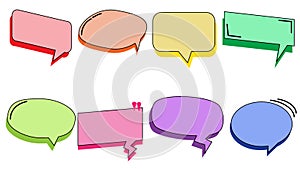 collection of the cute blank colorful speech bubble, conversation box, message box, frame talk, chatbox, though bubble, and photo