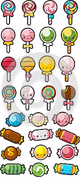 Collection of Cute Candy in White Background
