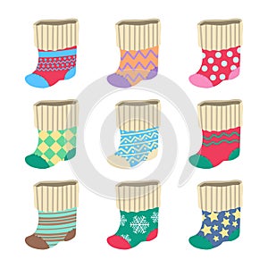 Collection of cute and colorful Christmas stockings