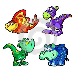 Collection of cute and fun dinosaur characters