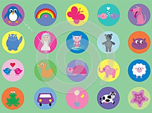 Collection of cute icons for kids