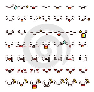 Collection of cute lovely emoticon emoji Doodle cartoon face