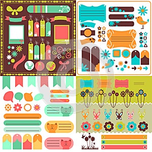 Collection of cute scrapbook elements