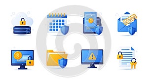 Collection of cybersecurity icons security protection data privacy digital safety technology concepts