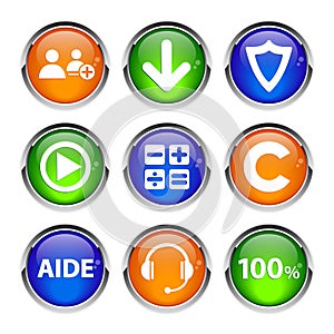 Collection 3d buttons icon web business