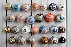 collection of decorative ceramic door knobs