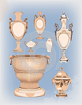 Collection of decorative ceramic vases