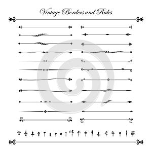 Collection of decorative line elements, border and page rules ve