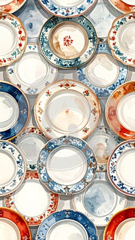 Collection of Decorative Plates Displayed on a Wall