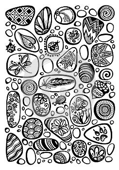 Collection of Decorative Sea Pebbles with Ornaments